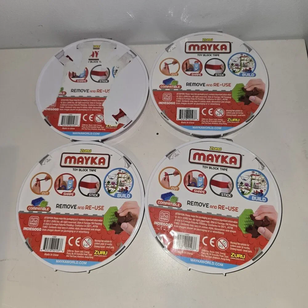 Zuru Mayka Toy Block Tape 6.5 Feet, 4 Pack New for Brick Building